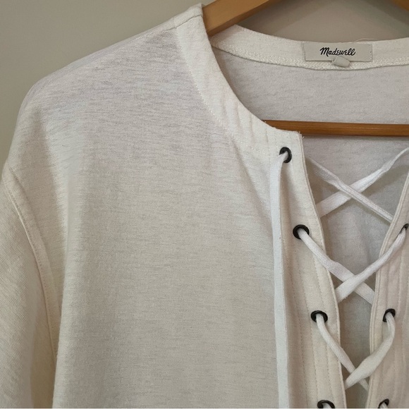 MADEWELL Libra 3/4 Sleeve Lace Up Tee Cream Women’s XS - Picture 3 of 8
